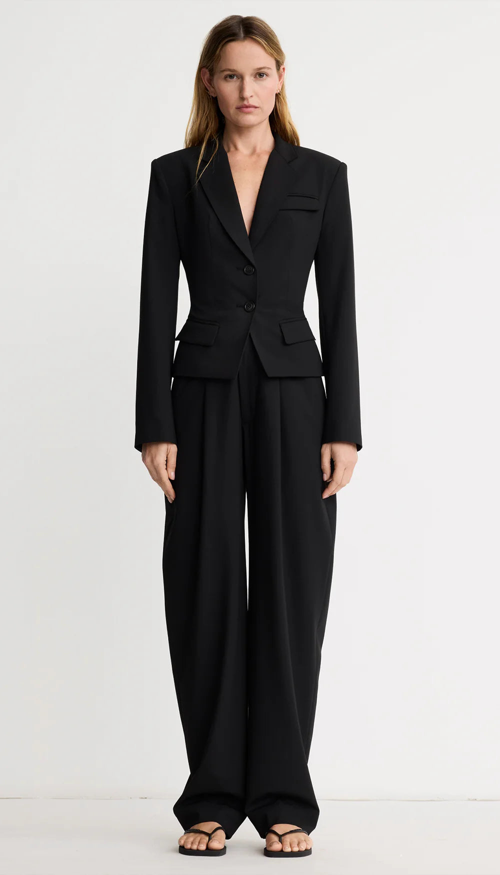 TWO BUTTON TILLIE BLAZER (BLACK) - SMYTHE