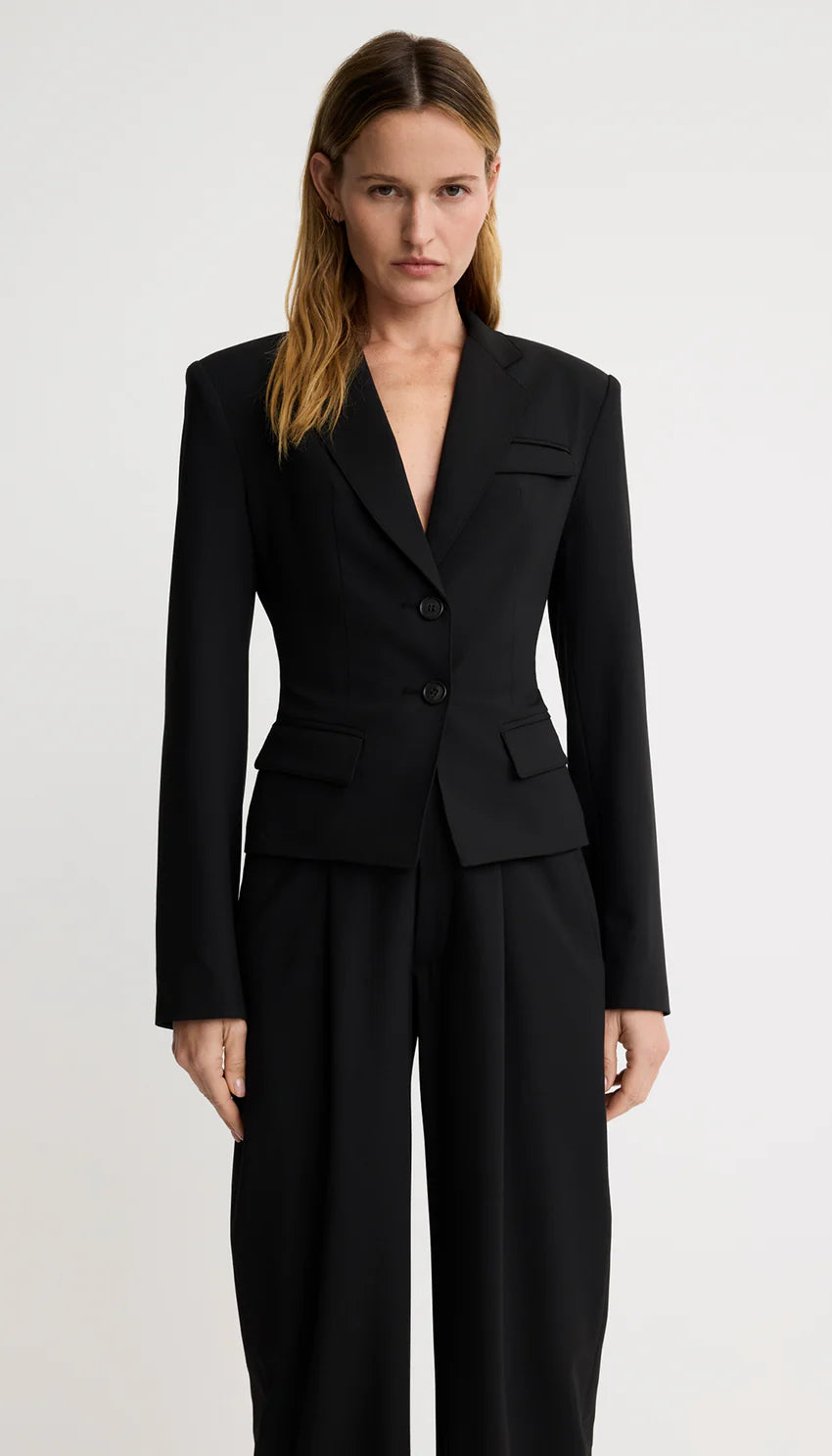 TWO BUTTON TILLIE BLAZER (BLACK) - SMYTHE