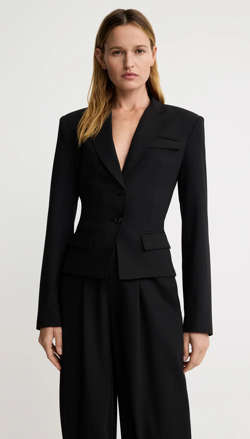 TWO BUTTON TILLIE BLAZER (BLACK) - SMYTHE