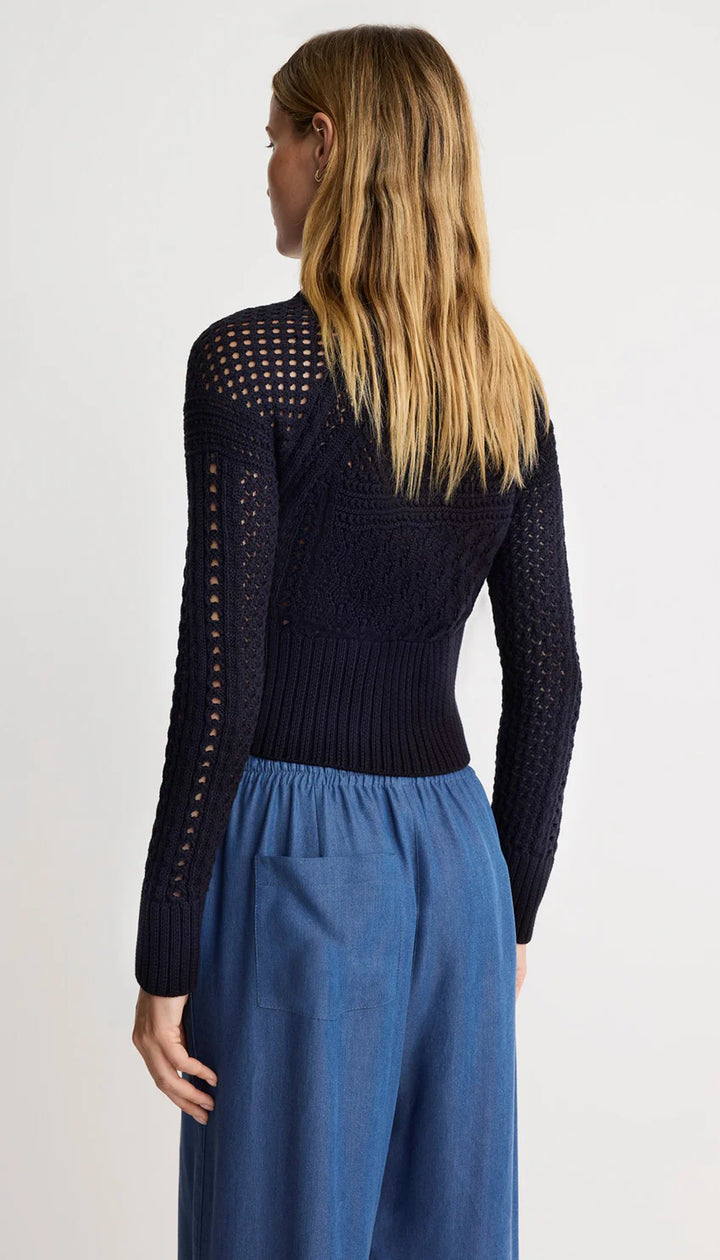 CROCHET CARDIGAN (NAVY) - SMYTHE