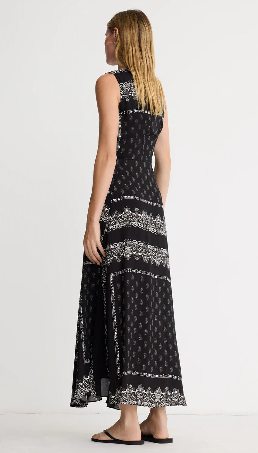 DRAWSTRING MAXI DRESS (BLACK WHITE) - SMYTHE