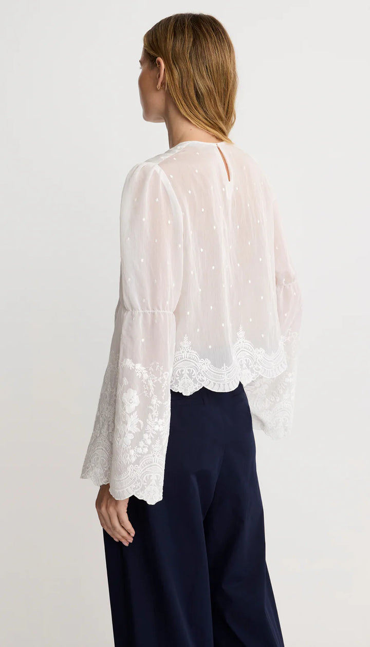 EMBROIDERED BELL SLEEVE (WHITE) - SMYTHE
