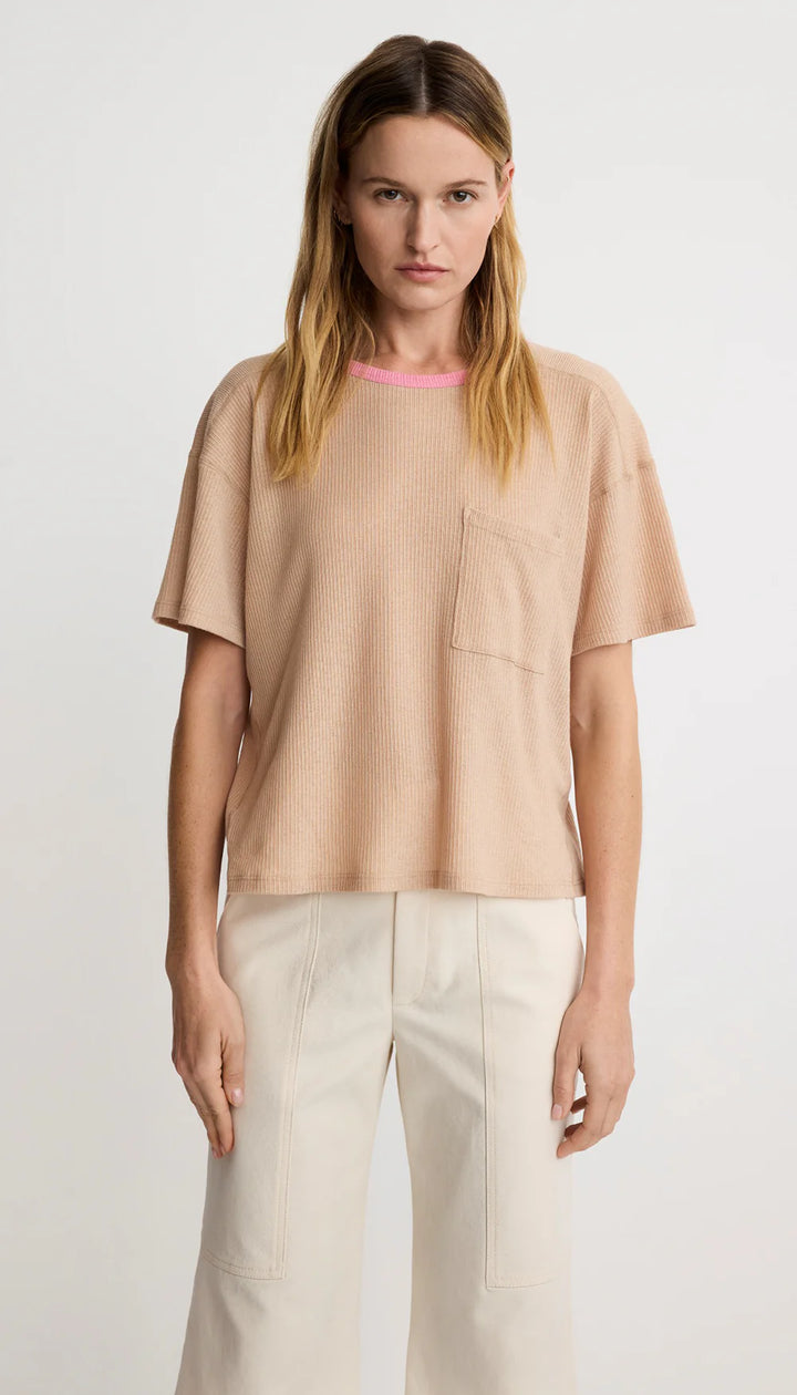 COLOURBLOCK POCKET TEE (TAN/PINK) - SMYTHE