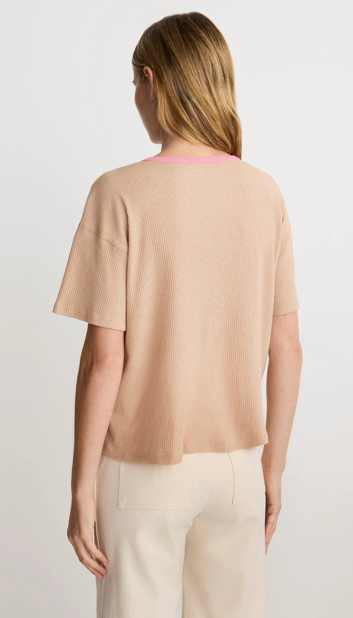 COLOURBLOCK POCKET TEE (TAN/PINK) - SMYTHE