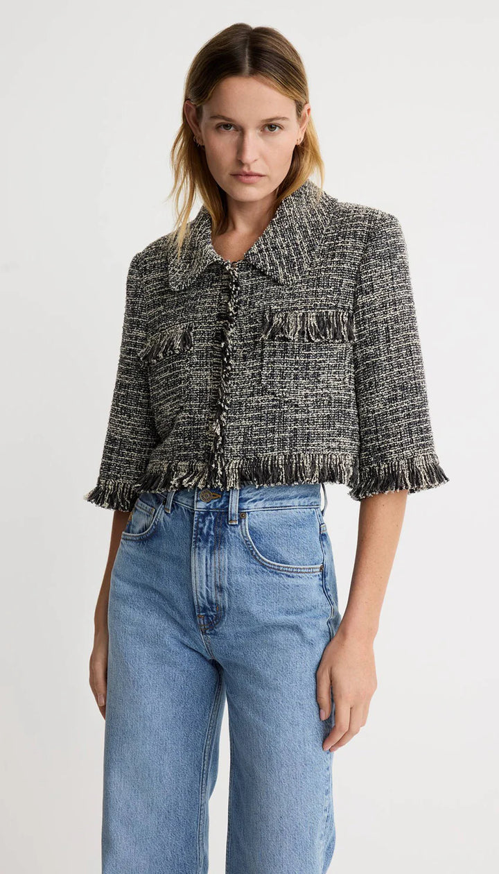 CROPPED SLEEVE MINI JACKET (BLACK) -SMYTHE
