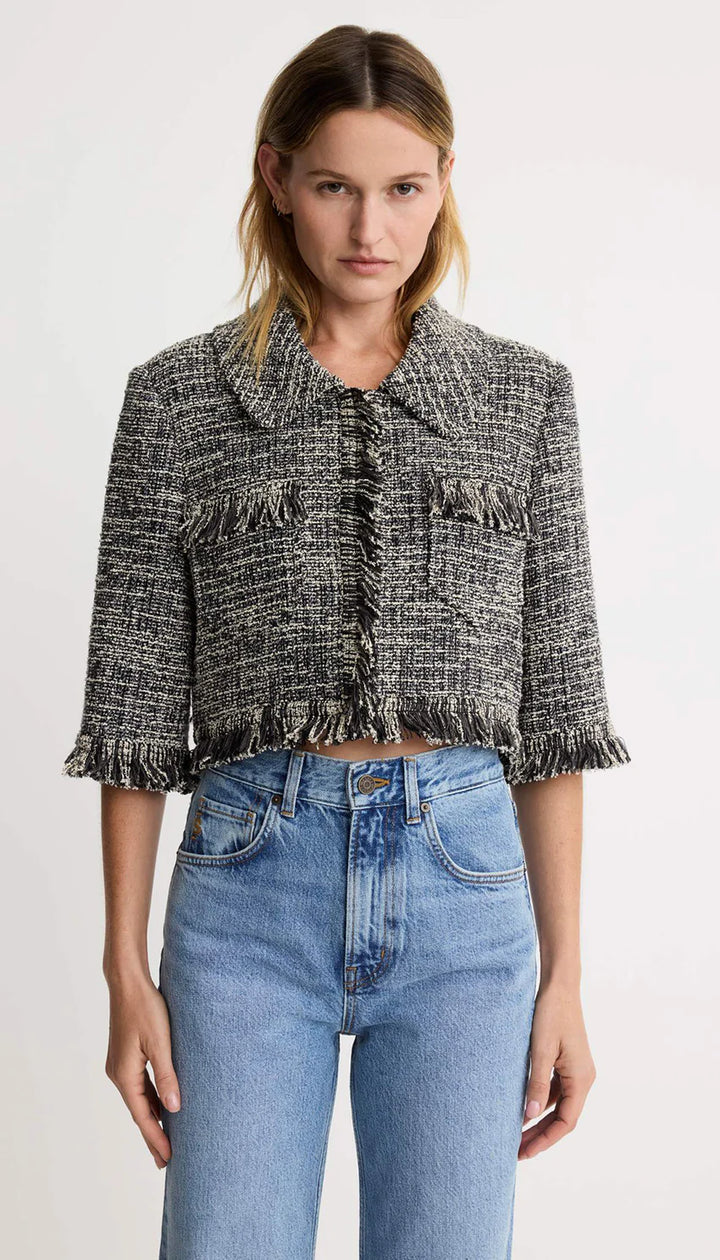CROPPED SLEEVE MINI JACKET (BLACK) -SMYTHE