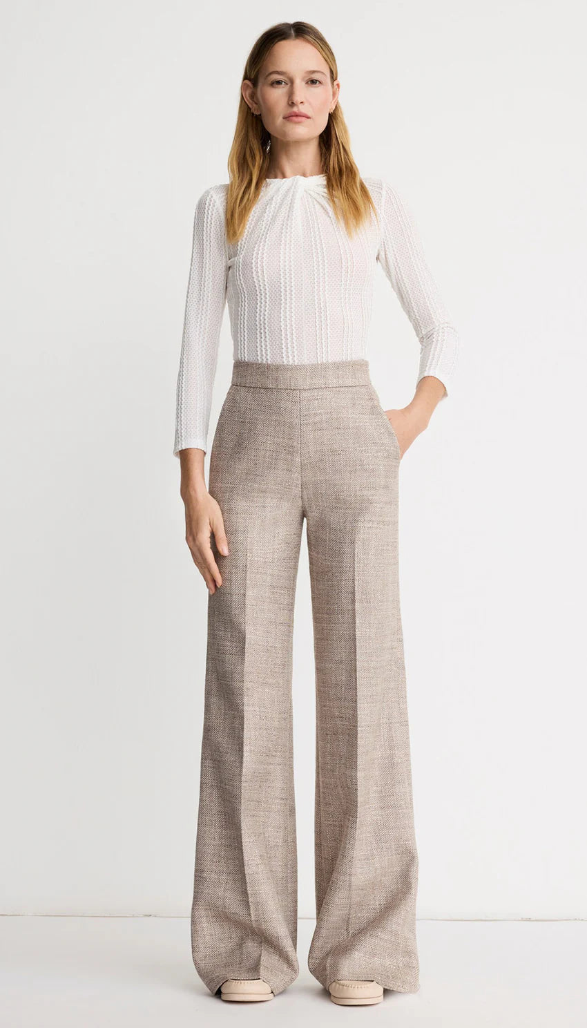 TWIST NECK KNIT TOP (WHITE) - SMYTHE