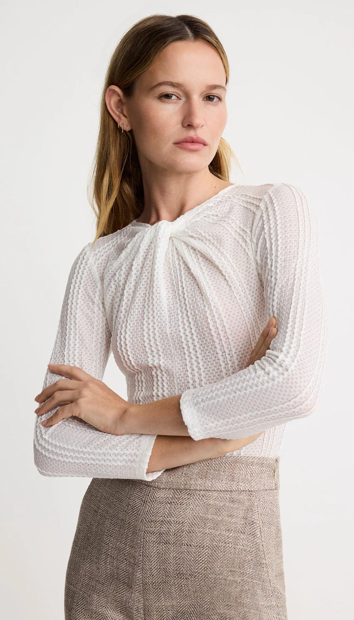 TWIST NECK KNIT TOP (WHITE) - SMYTHE