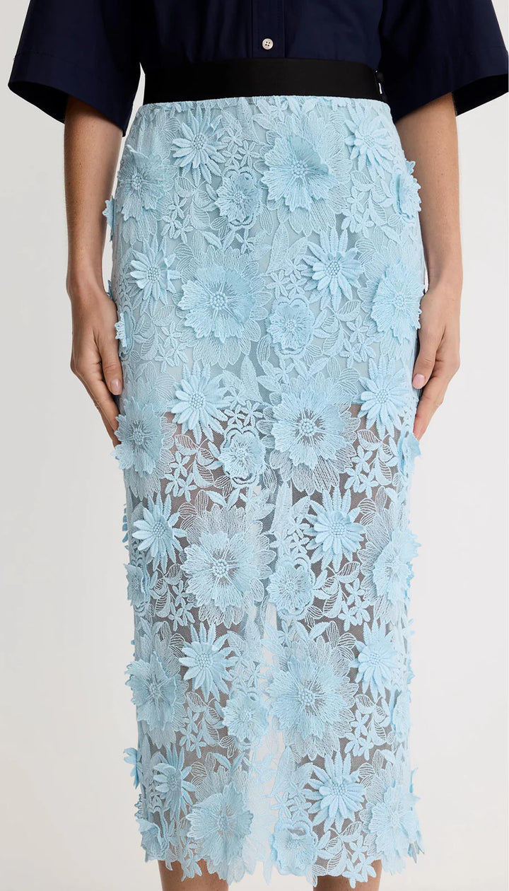 APPLIQUE PENCIL SKIRT (BLUE) - SMYTHE