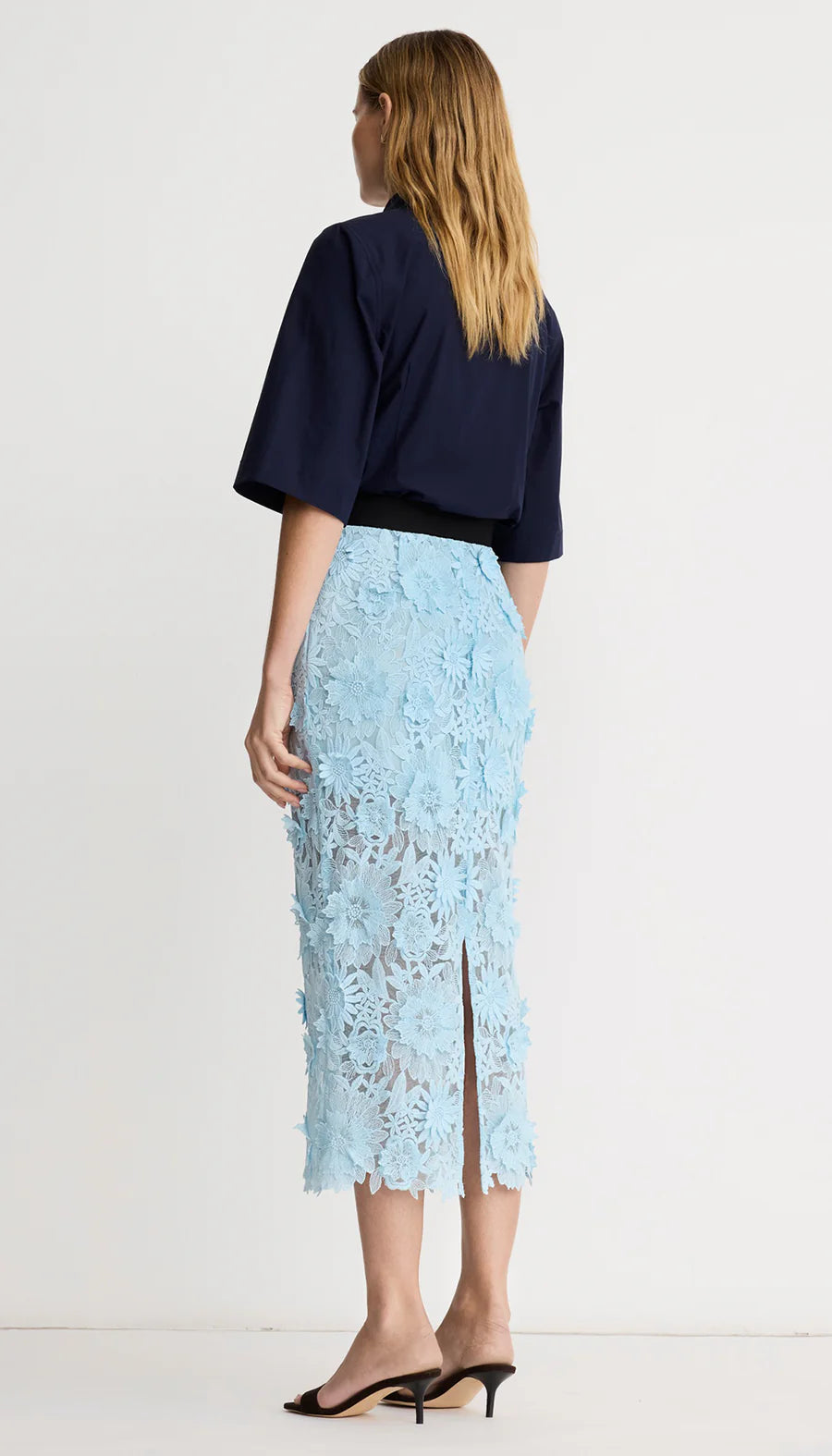 APPLIQUE PENCIL SKIRT (BLUE) - SMYTHE