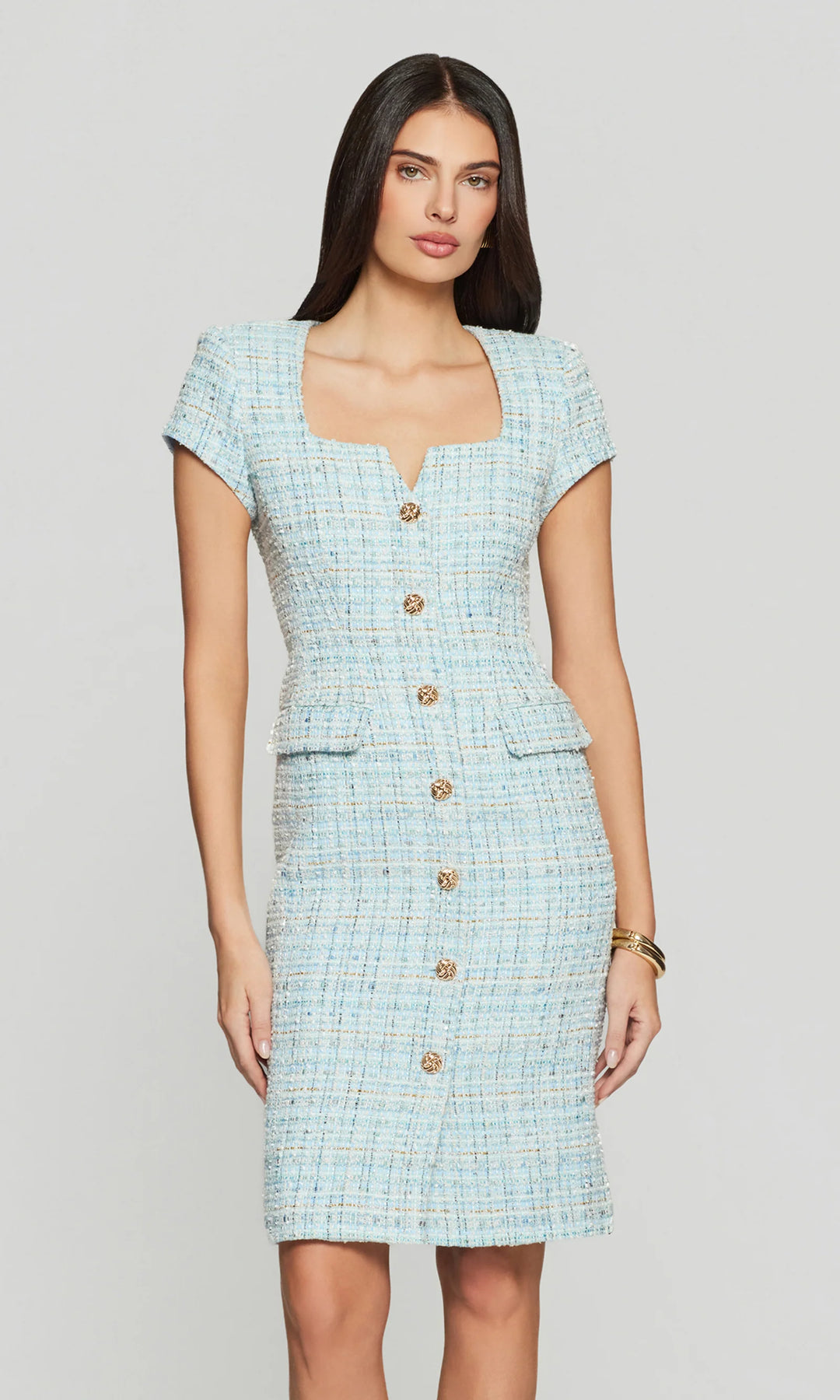 SIERRA TWEED DRESS (AQUA MELANGE) - GENERATION LOVE