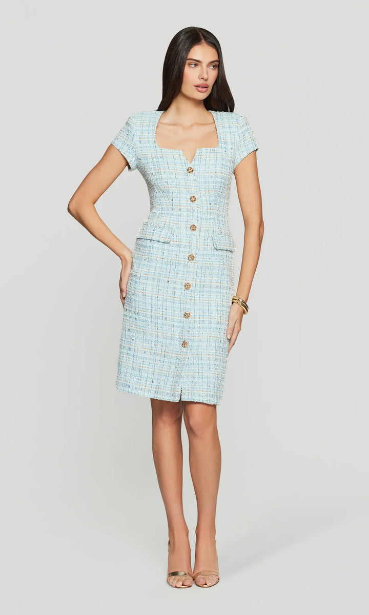 SIERRA TWEED DRESS (AQUA MELANGE) - GENERATION LOVE