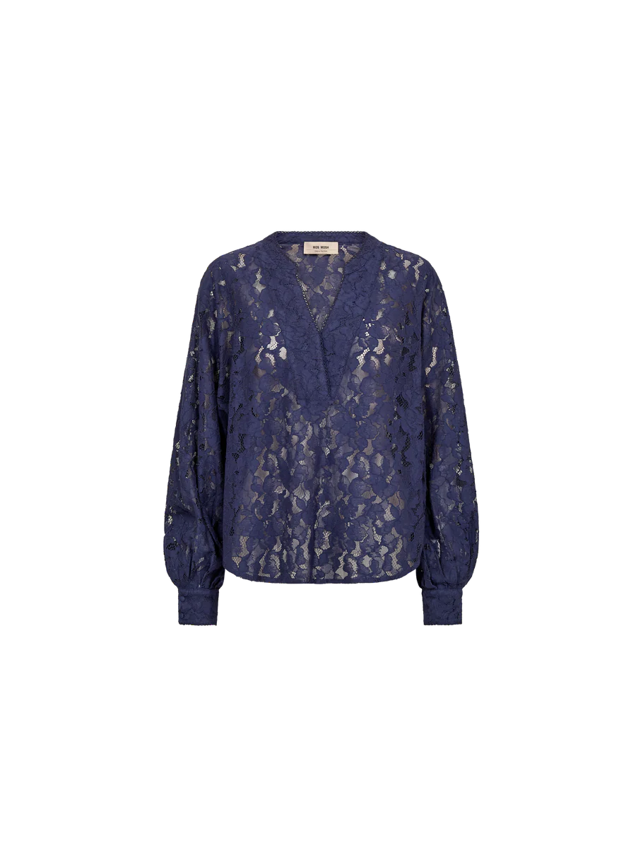 YEN RIVER LACE BLOUSE (CROWN BLUE) - MOS MOSH
