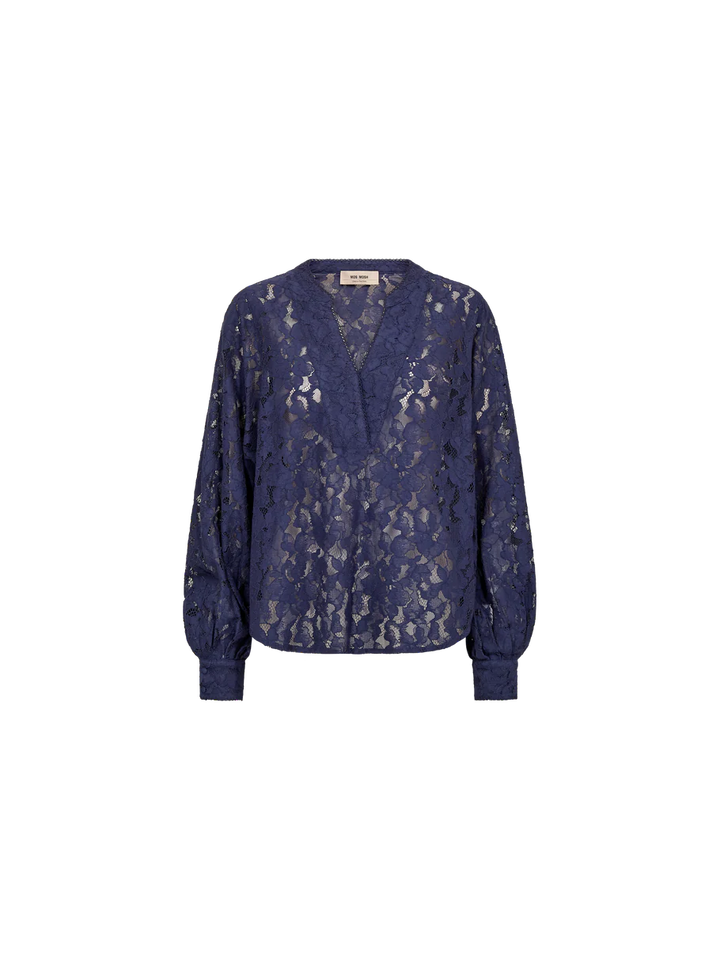 YEN RIVER LACE BLOUSE (CROWN BLUE) - MOS MOSH