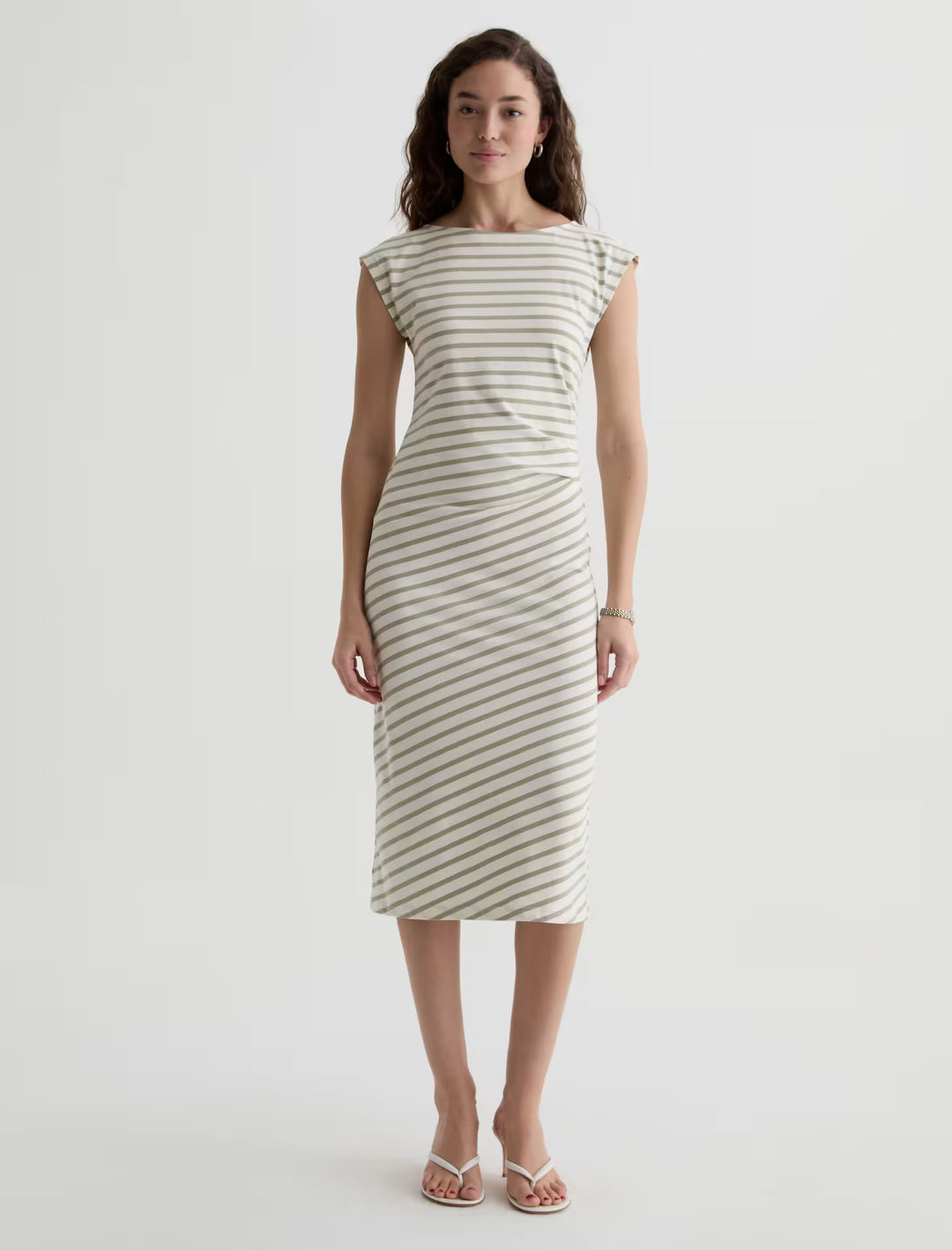 AJA T-SHIRT DRESS (POWDER/SPRUCE GREEN) - A.G. DENIM