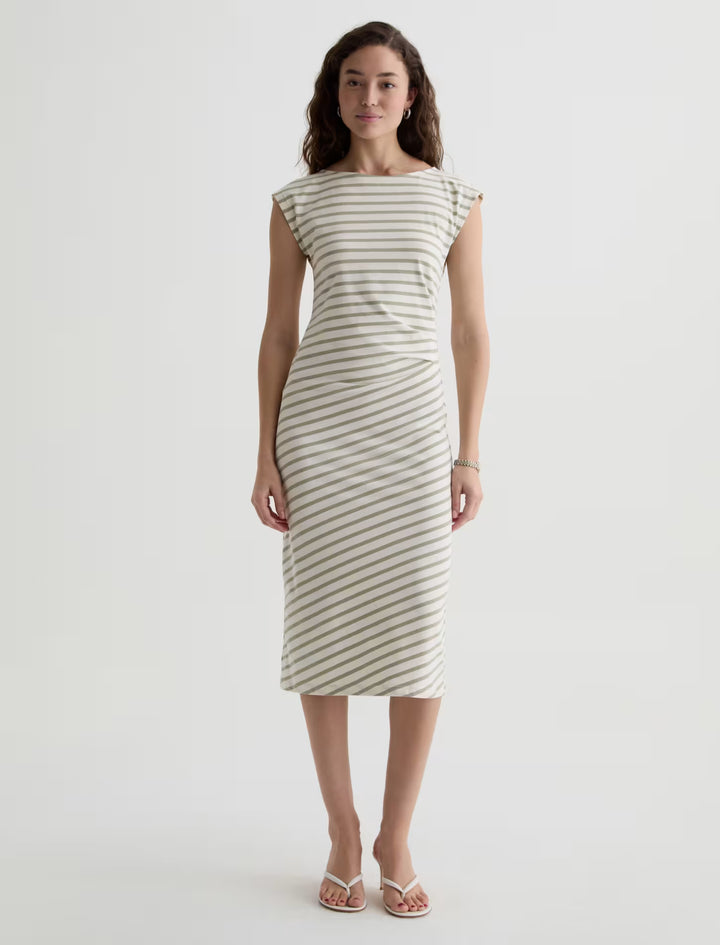 AJA T-SHIRT DRESS (POWDER/SPRUCE GREEN) - A.G. DENIM