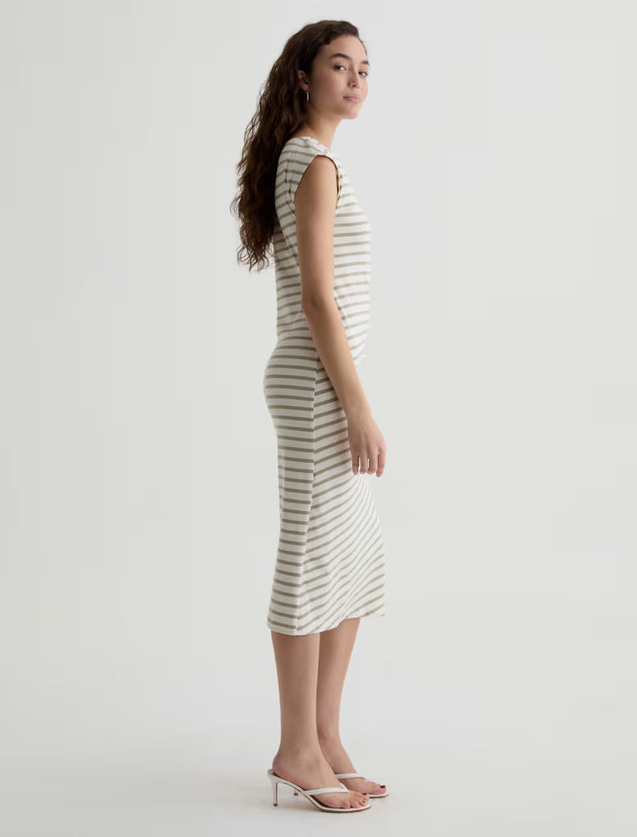 AJA T-SHIRT DRESS (POWDER/SPRUCE GREEN) - A.G. DENIM