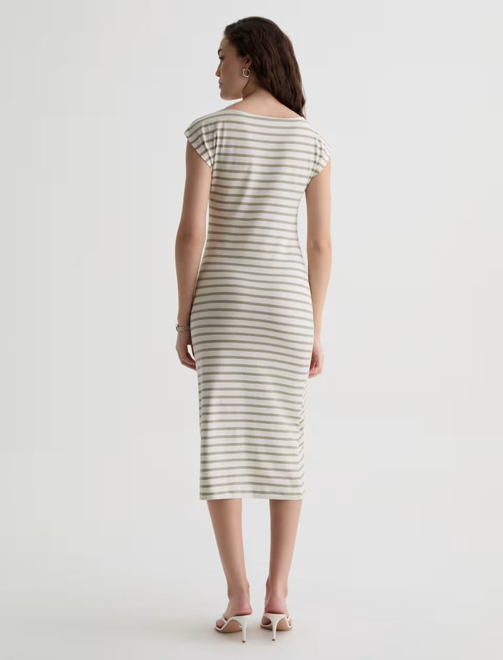 AJA T-SHIRT DRESS (POWDER/SPRUCE GREEN) - A.G. DENIM