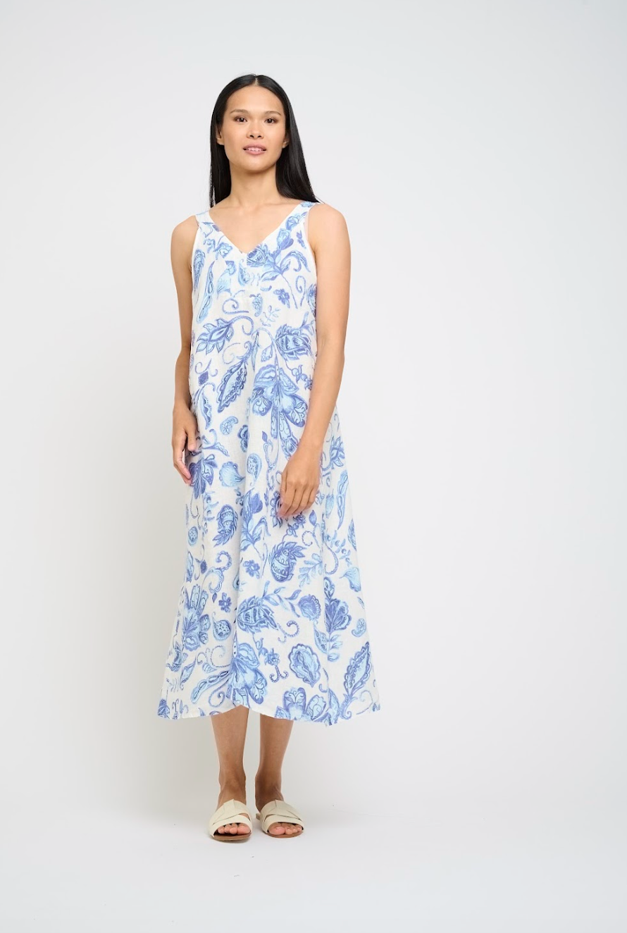 SLEEVELESS MAXI LINEN DRESS - PISTACHE