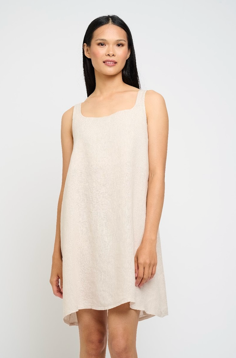 LINEN TUNIC DRESS (BEIGE) - PISTACHE