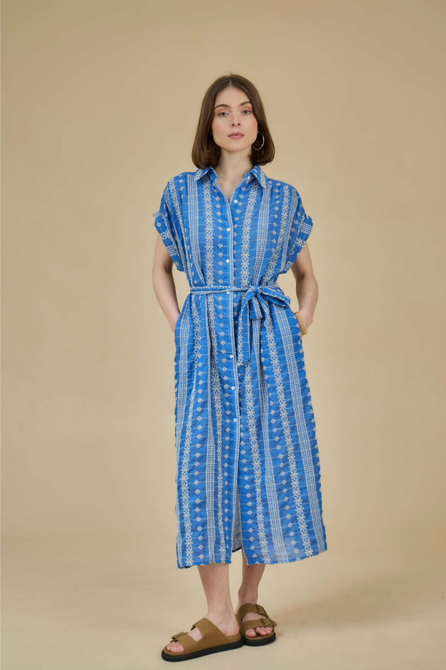 LONG BUTTON UP SHIRT DRESS - THE KORNER
