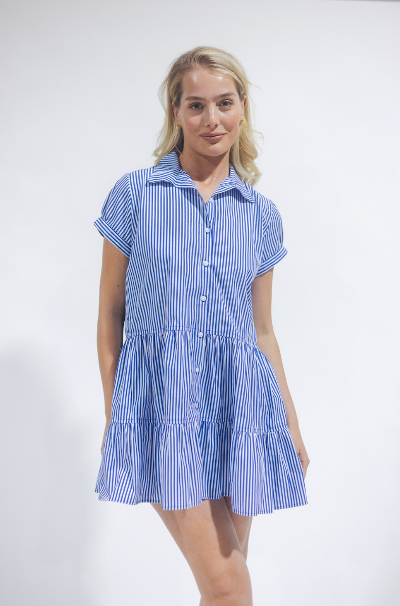 MINI STRIPE BRIE DRESS (NAVY/WHITE) - STARK X