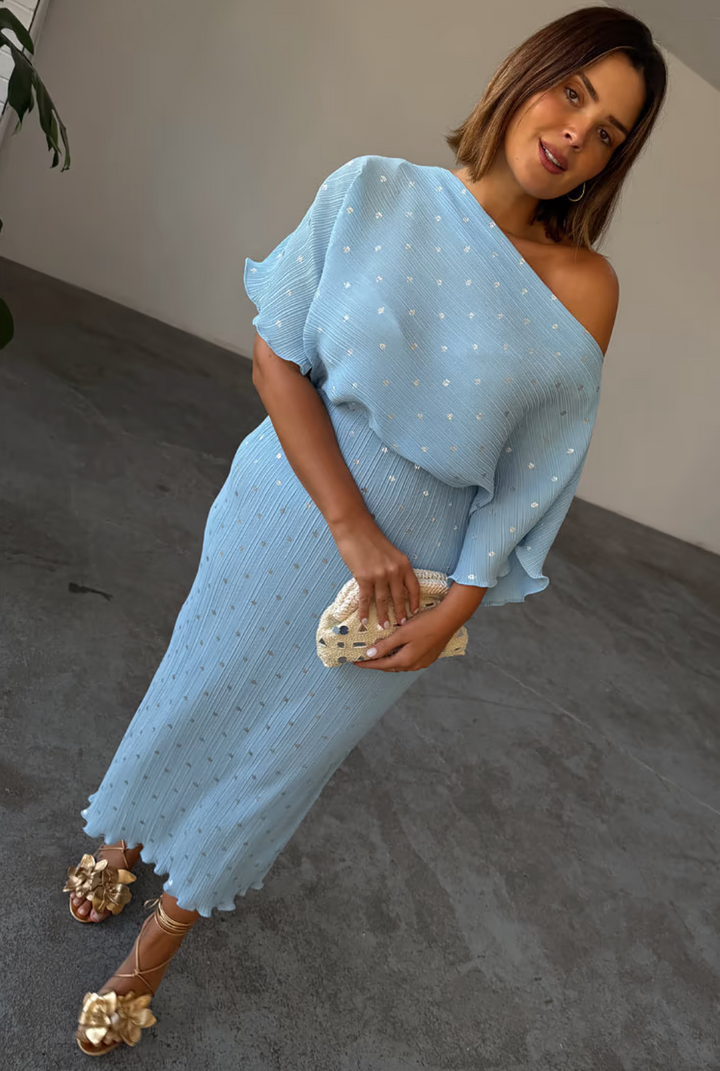 PLISSE TILLY DRESS (ICE BLUE) - NEVER FULLY DRESSED
