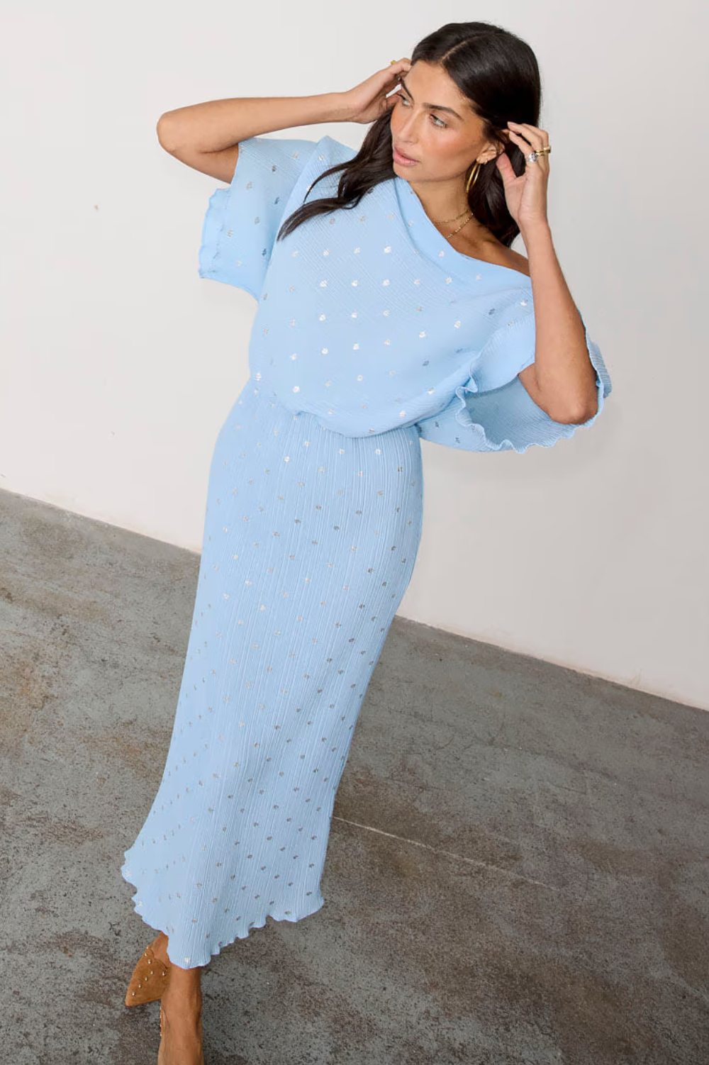 PLISSE TILLY DRESS (ICE BLUE) - NEVER FULLY DRESSED