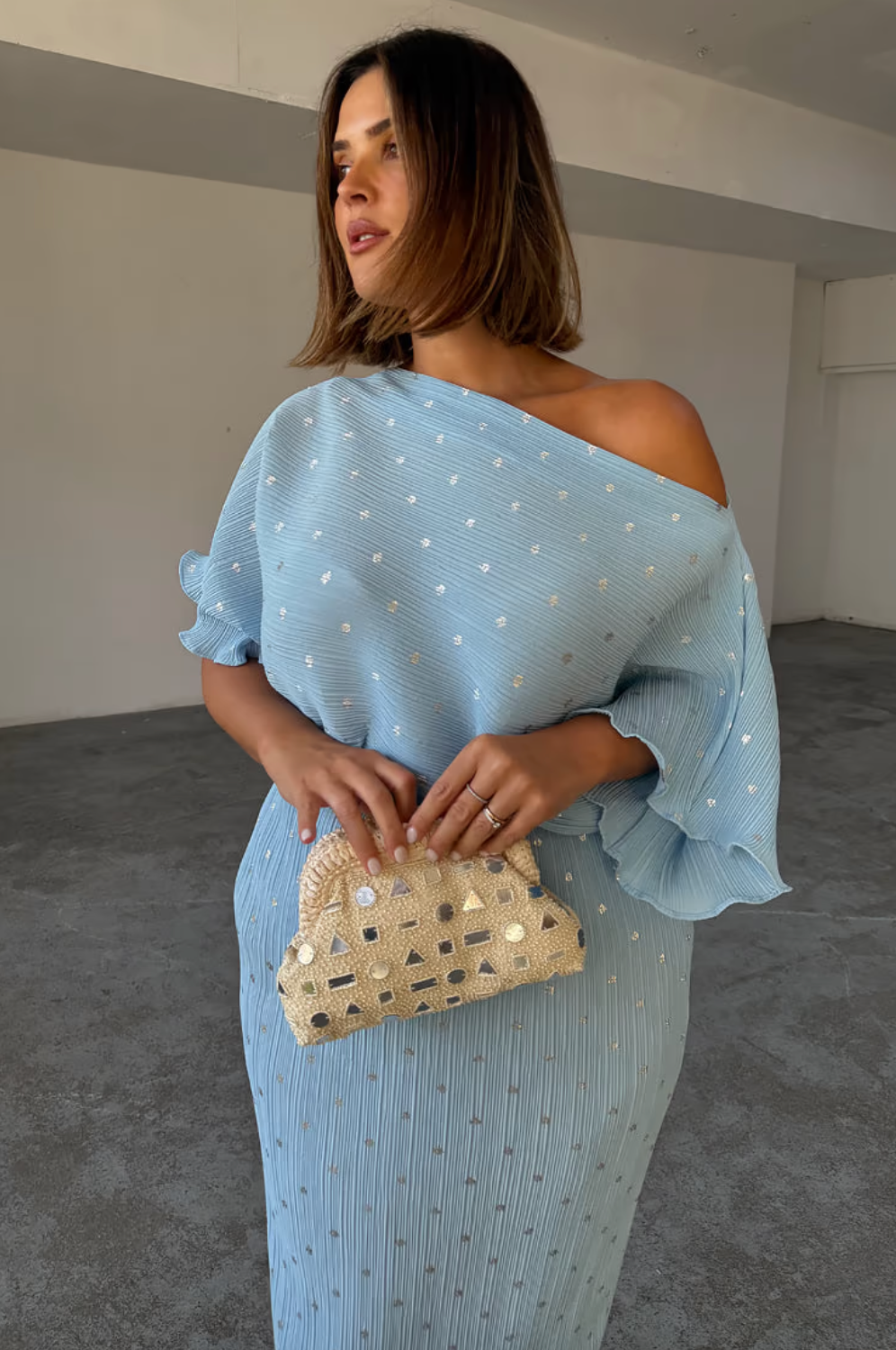 PLISSE TILLY DRESS (ICE BLUE) - NEVER FULLY DRESSED