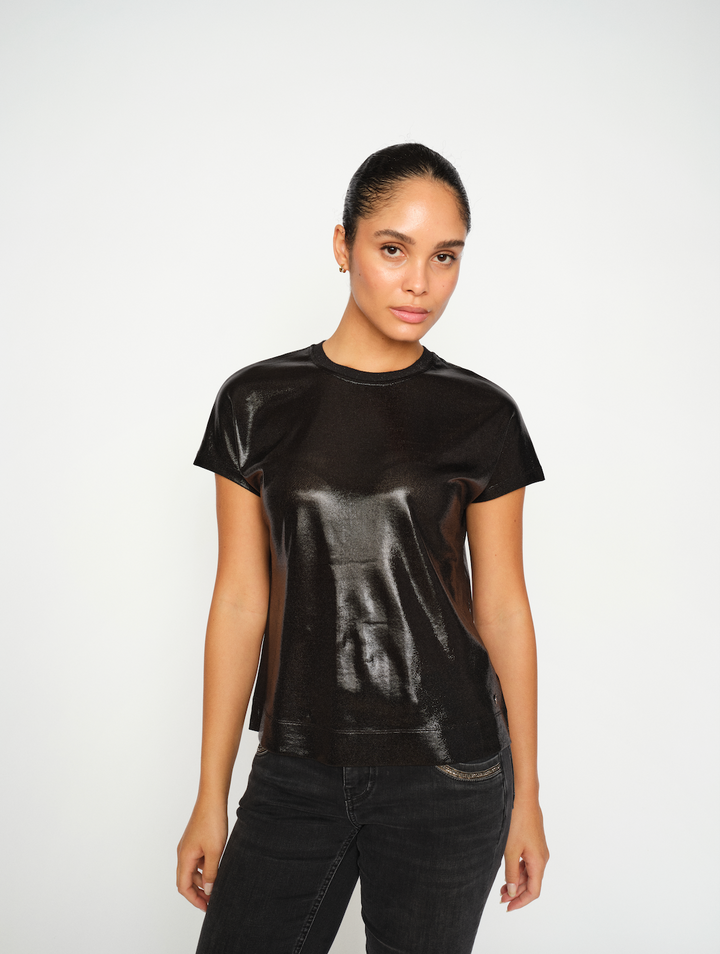 NIVOLA O-NECK METALLIC TEE (BLACK) - MOS MOSH