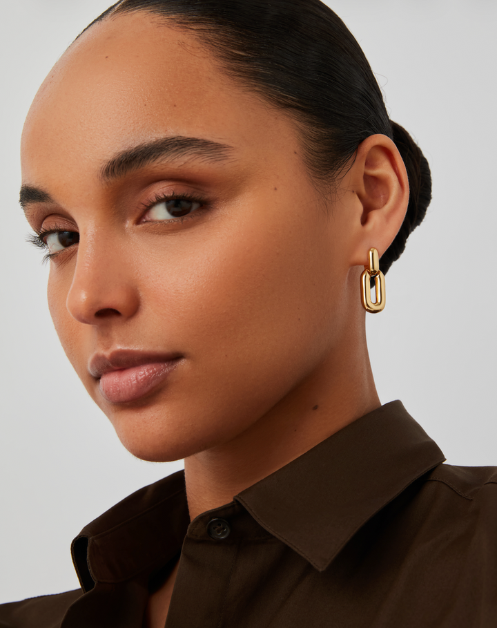 PUFFY DETACHABLE LINK EARRINGS (GOLD) - JENNY BIRD