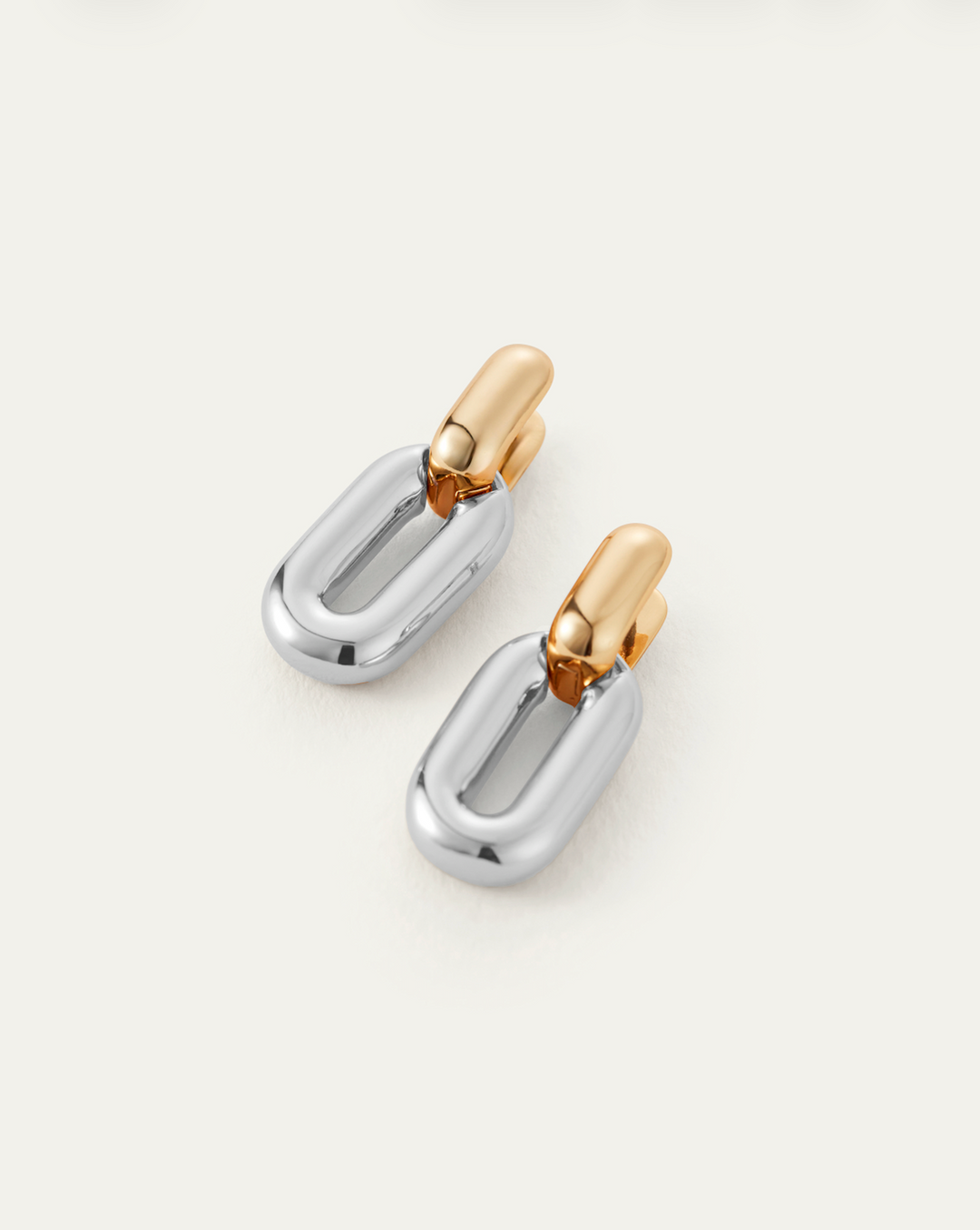PUFFY DETACHABLE LINK EARRINGS (TWO TONE) - JENNY BIRD