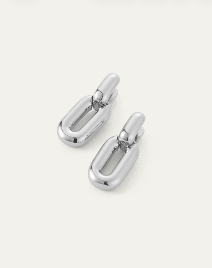 PUFFY DETACHABLE LINK EARRINGS (SILVER) - JENNY BIRD