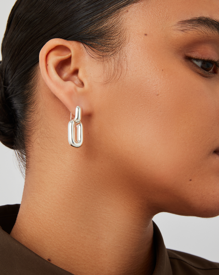 PUFFY DETACHABLE LINK EARRINGS (SILVER) - JENNY BIRD