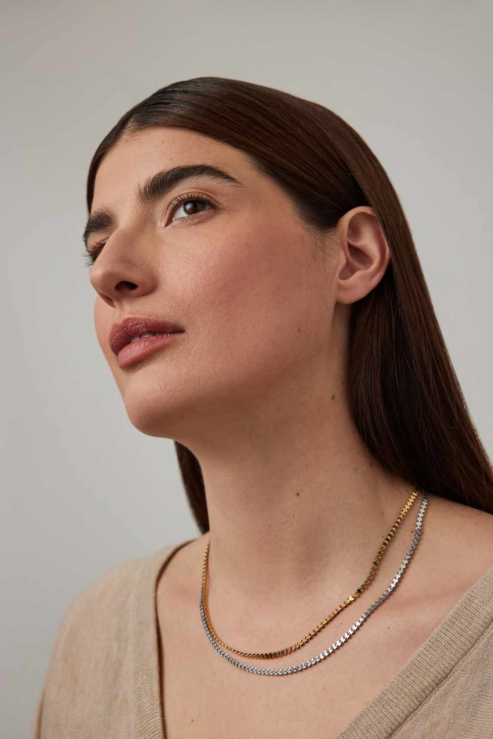 DOUBLE AMALFI CHAIN NECKLACE (TWO TONE) - JENNY BIRD