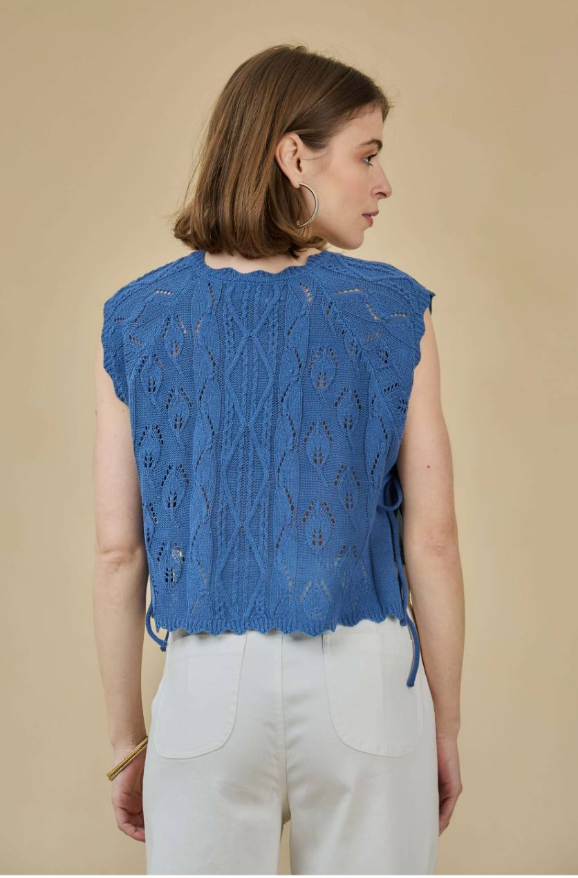OPENWORK SIDE TIE KNIT TOP - THE KORNER