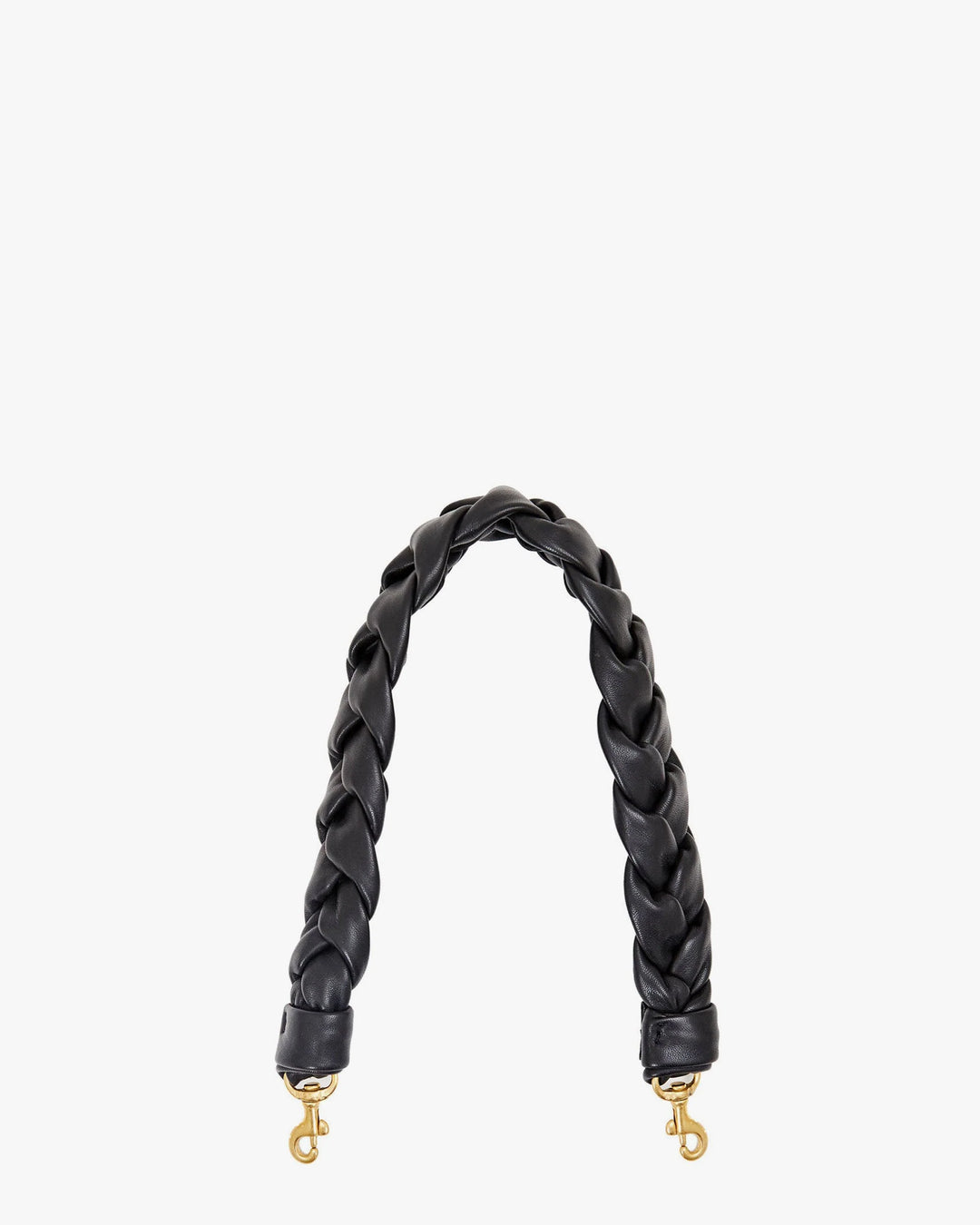 BRAIDED LEATHER SHOULDER STRAP (BLACK) - CLARE V.