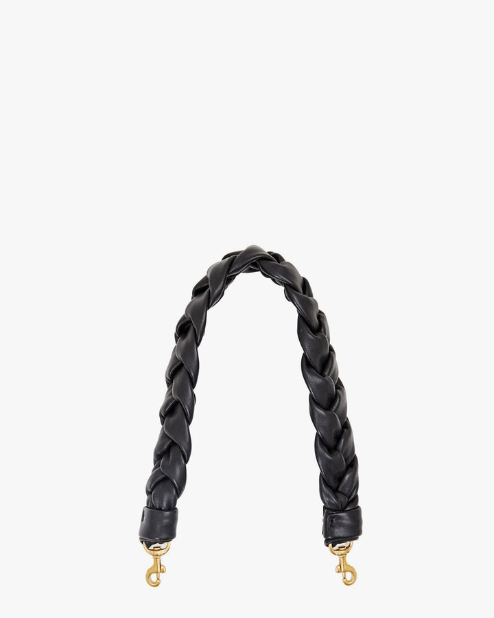 BRAIDED LEATHER SHOULDER STRAP (BLACK) - CLARE V.