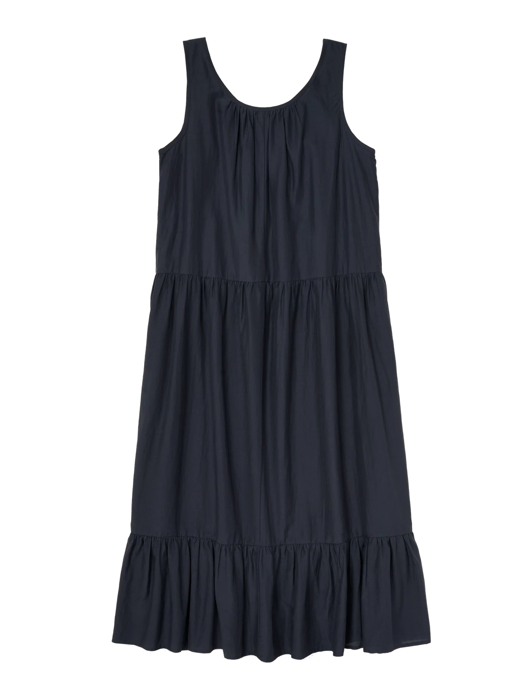QUINN SILK COTTON VOILE SLEEVELESS DRESS (NAVY) - WYETH