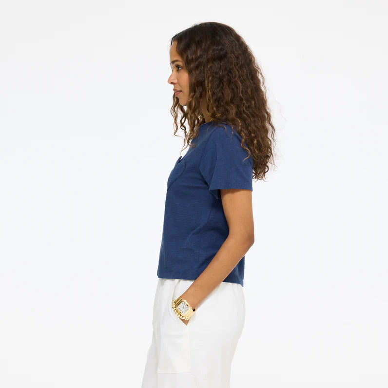 SLUB COTTON TEE (INDIGO BLUE) - KERRI ROSENTHAL
