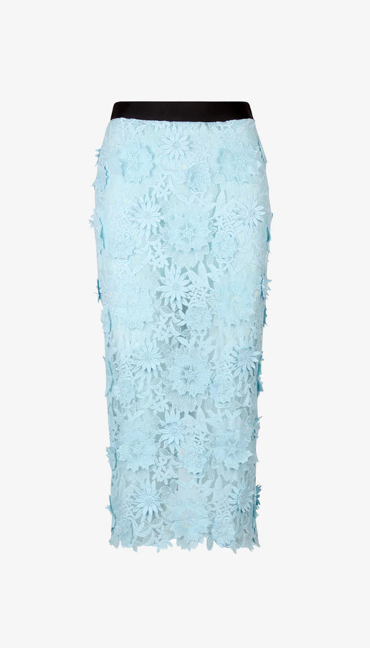 APPLIQUE PENCIL SKIRT (BLUE) - SMYTHE
