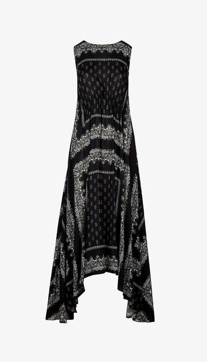DRAWSTRING MAXI DRESS (BLACK WHITE) - SMYTHE