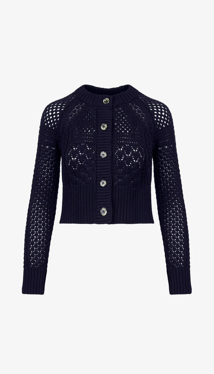 CROCHET CARDIGAN (NAVY) - SMYTHE