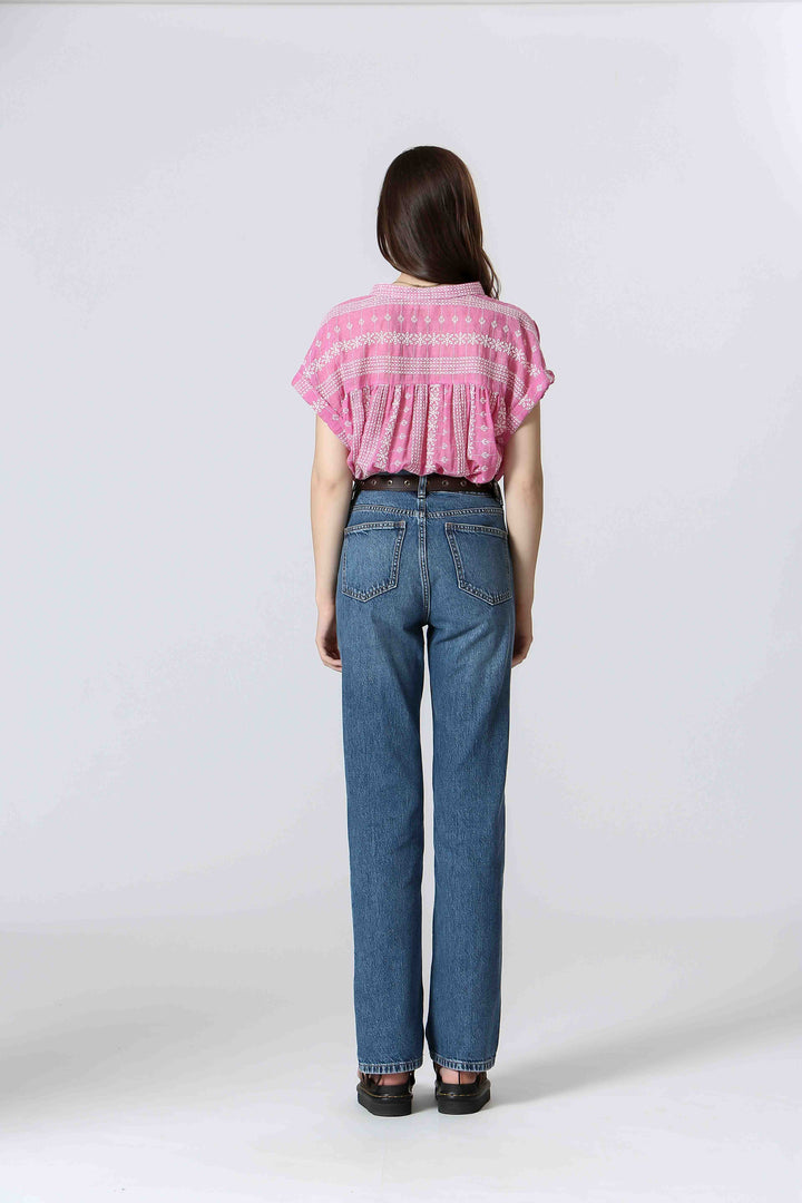 EMBROIDERED COTTON MIX BLOUSE - THE KORNER