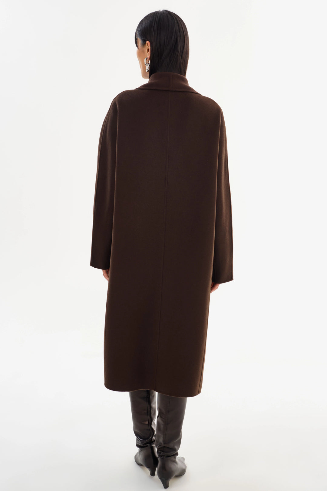 THARA SHAWL COLLAR WOOL COAT (DARK BROWN) - LAMARQUE