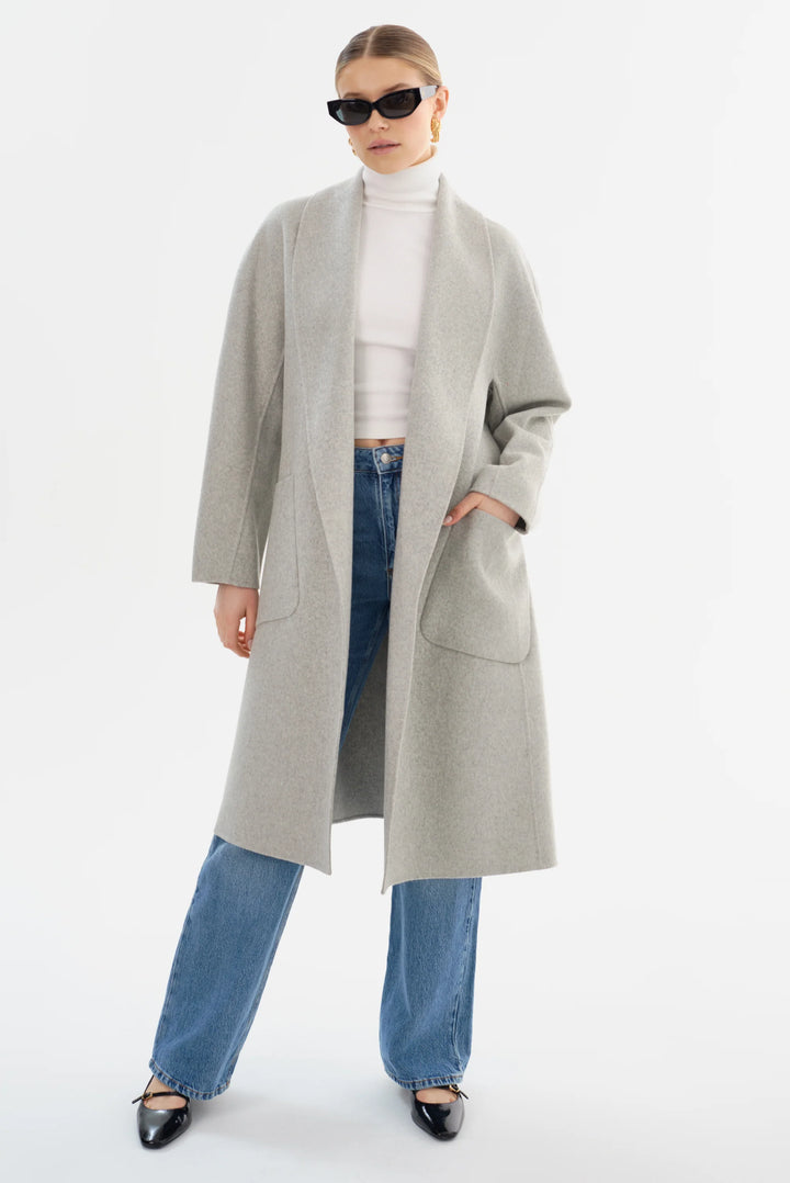 THARA DOUBLE FACE WOOL COAT (LIGHT GREY) - LAMARQUE