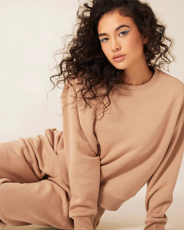 AIR WHIPPED CREWNECK SWEATER (CAMEL) - TKEES