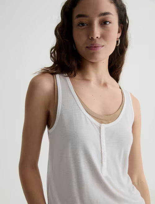ALINA DOUBLE LAYER TANK (POWDER/KHAKI) - A.G. DENIM
