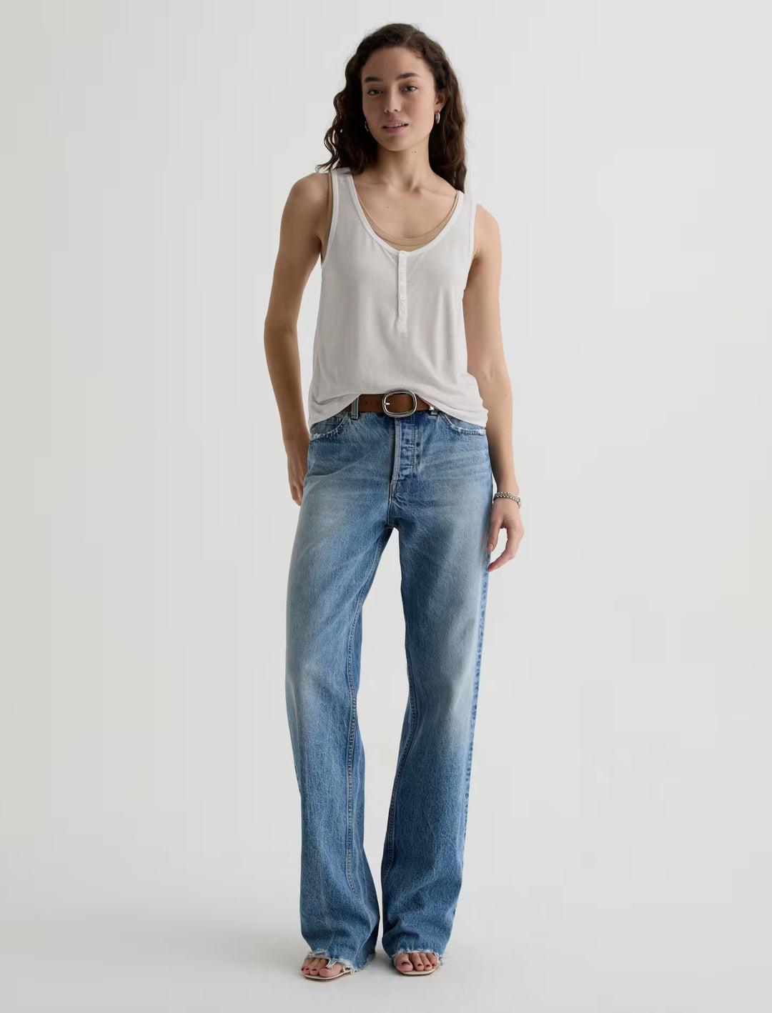 ALINA DOUBLE LAYER TANK (POWDER/KHAKI) - A.G. DENIM