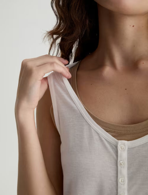 ALINA DOUBLE LAYER TANK (POWDER/KHAKI) - A.G. DENIM